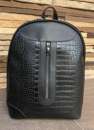 Великий жіночий рюкзак міський сумка трансформер під рептилію чорний, сумка-рюкзак жіночий 2 в 12 фото