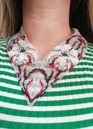 Угловой гердан "хлопок", колье из бисера, прозрачный гердан, 3d рисунок 3