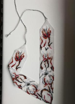 Угловой гердан "хлопок", колье из бисера, прозрачный гердан, 3d рисунок 5