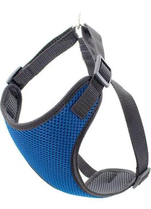 Шлея для собак спорт №1, нагрудник сетка синяя