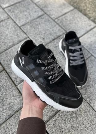 Чудові чоловічі кросівки adidas nite jogger black чорні2 фото