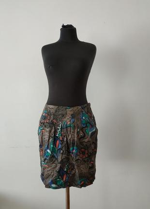 Літня спідниця колір капучіно fat face в яскравий квітковий принт