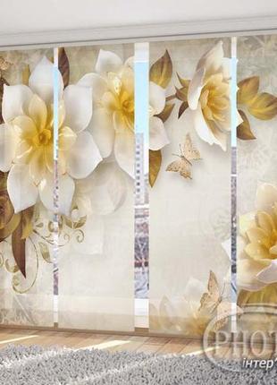 Японские фото шторы "3d цветы и бабочки 1" - любой размер. читаем описание!