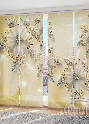 Японские фото шторы "3d цветы на мраморе" - любой размер. читаем описание!