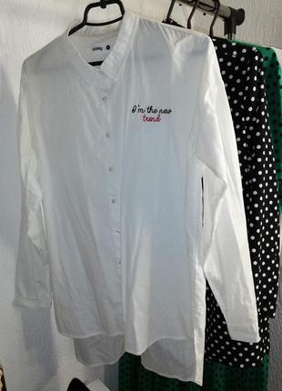 Рубашка oversized белая с вышивкой2 фото