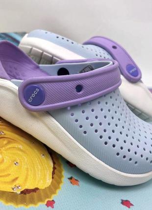 Детские кроксы crocs literide kids mineral blue/white original1 фото