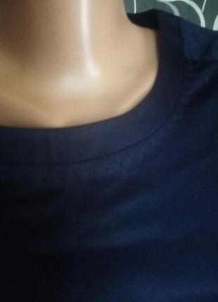 Темно синяя блуза 97%коттон свободного кроя3 фото