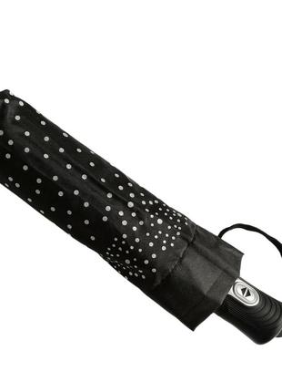 Женский черный зонт с серебристым горошком 30272 фото