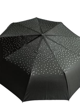 Женский черный зонт с серебристым горошком 30279 фото
