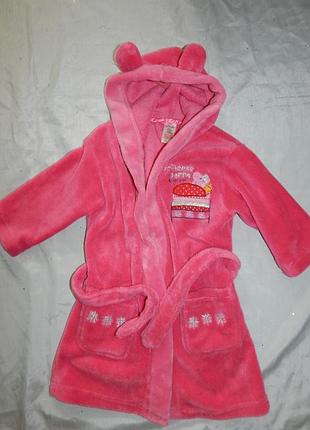Халат плюшевый на девочку 1-1,5 года 86см peppa pig