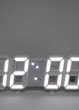 Електронний настільний led-годинник із будильником і термометром ly 1089 білий (біла підсвітка)