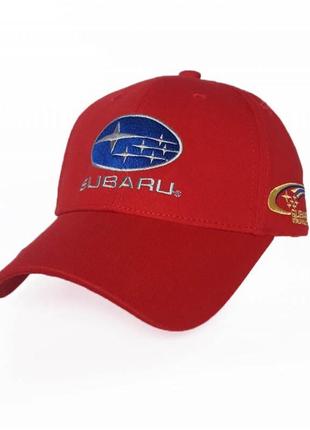 Автомобильная кепка от sport line красная с лого subaru