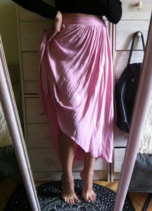 Нежная розовая юбка миди от zara2 фото