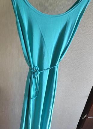 Женское платье в пол с поясом, цвет бирюза2 фото