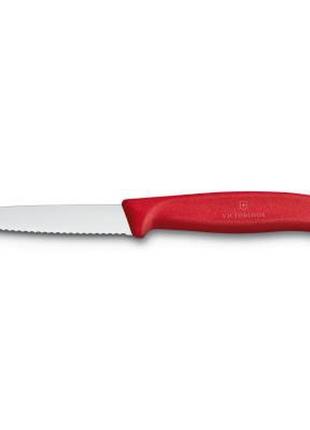 Кухонный нож victorinox swissclassic для нарезки 8 см, волнистое лезвие, красный (6.7631)