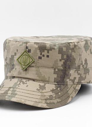 Армейская кепка немка пиксель зсу (всу), камуфляжная кепка с козырьком 57р., тактическая кепка с гербом