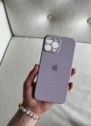 Силіконовий чохол ліловий з яблучком для iphone 13 pro max з мікрофіброю.1 фото