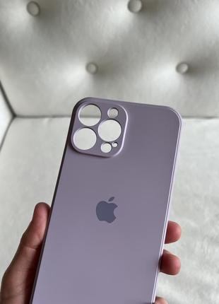 Силіконовий чохол ліловий з яблучком для iphone 13 pro max з мікрофіброю.6 фото