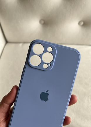 Силіконовий чохол блакитний голубий з яблучком для iphone 13 pro max з мікрофіброю.2 фото