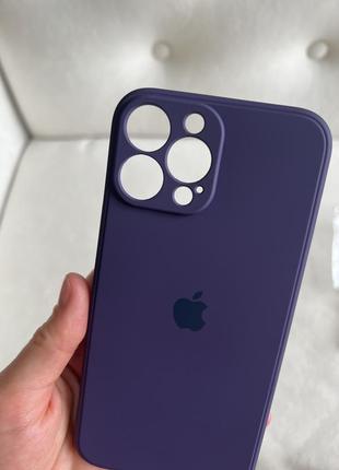 Фіолетовий, баклажновий силіконовий чохол з яблучком для iphone 13 pro max з мікрофіброю.5 фото