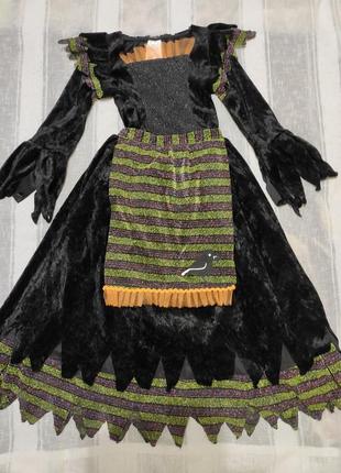 Карнавальна сукня велюрова на хелловін леді вамп, відьмочка на 4-6років