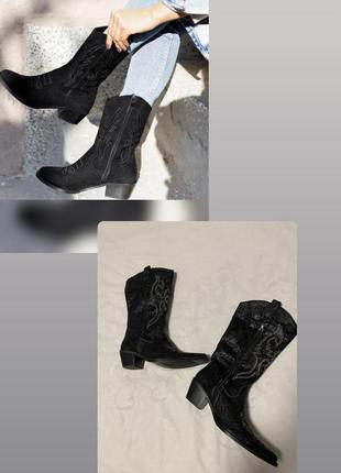 Стильные ковбойские сапоги текстиль