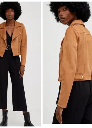 Коричнева куртка косуха еко замш на весну