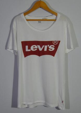 Футболка белая с принтом levis t shirt1 фото