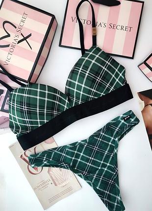Комплект білизни гладкий victoria's secret original pink 34b 75b s m без кісточок