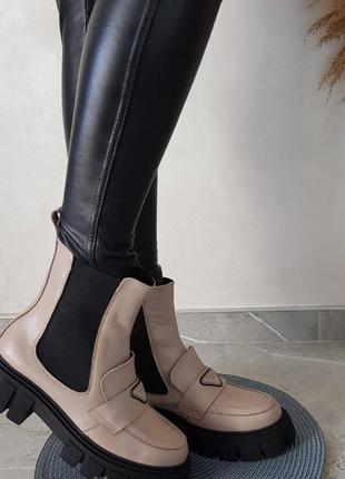 Высокие ботинки женские челси деми/зима кожаные при натурально-одеянии кожи2 фото