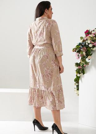 Плаття літнє вільного силуету квітковий принт з оборкою4 фото
