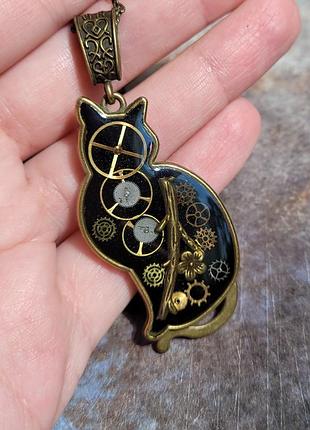 Кулон кот в стиле стимпанк steampunk