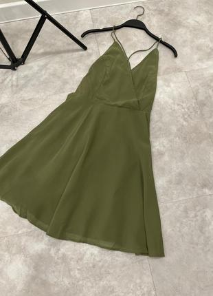 Платье мини цвета хаки с запахом и запахом на бретелях asos design asos design uk129 фото