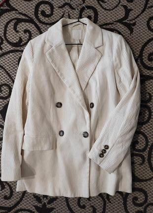 Пиджак котоновый, двубортныйот бренда h&м. унисекс7 фото