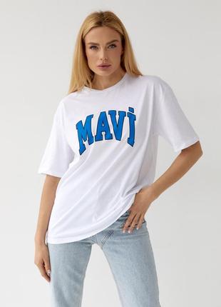 Женская футболка с надписью mavi белый