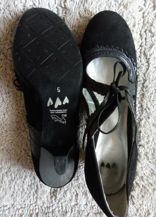 Кожаные туфли черные замш застежка по ножке бантик per una10 фото