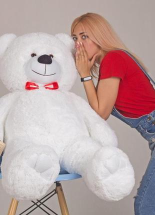 М'яка іграшка для дітей і дорослих, плюшевий мішка, містер ведмідь, колір білий, розмір 130 см