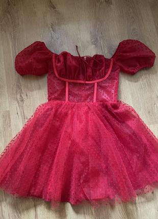 Платье мини красное