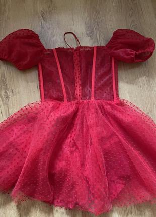 Платье мини красное4 фото