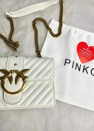 Сумка pinko, белая сумка pinko one love mini, премиум кожа