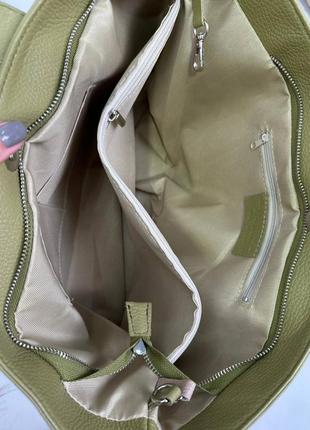 Сумка шопер жіноча з м'якої зернистої натуральної шкіри8 фото