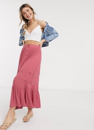 Многоярусная юбка макси с кружевной вставкой asos design4 фото