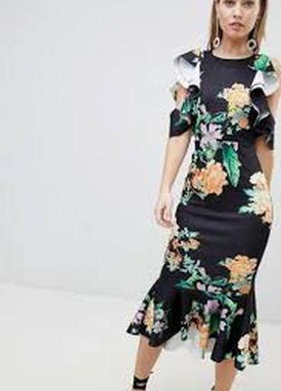 Нарядное платье в цветочный принт asos disign1 фото