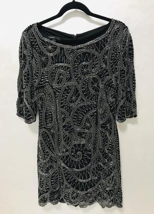 Стильное платье mango полностью расшитое бисером-стеклярусом