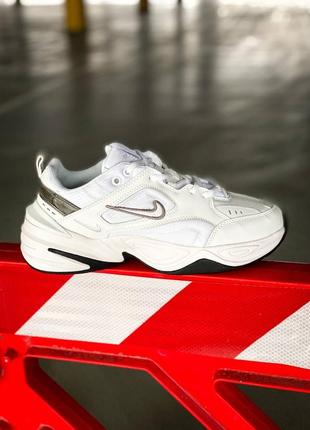 Женские кожаные кроссовки nike m2k tekno "white/black"#найк