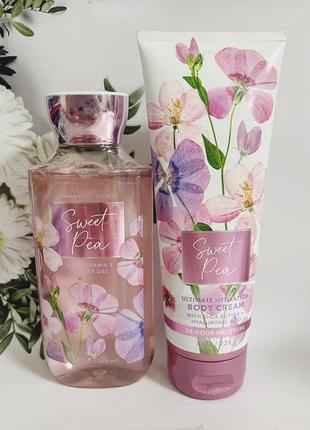 Набор гель+крем sweet pea от bath and body works1 фото