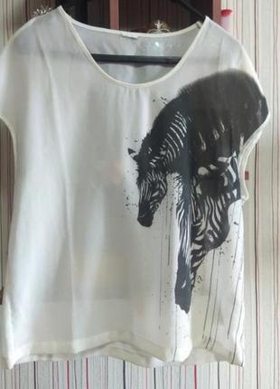Шифонова футболка блуза з зеброю