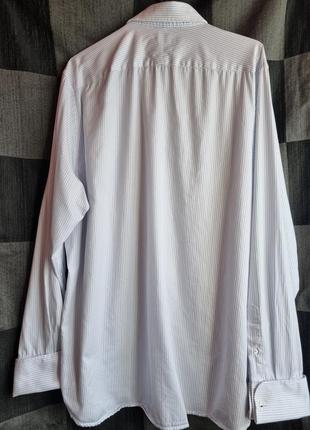 Брендова базова класична бавовняна біла сорочка в смужку під запонки austin reed xl xxl преміум бренд luxury fabric10 фото