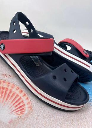 Детские сандалии crocs crocband sandal kids original navy/red1 фото