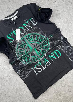 Чоловіча чорна футболка stone island гарної якості